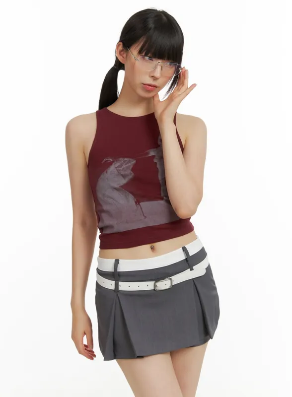 Graphic Round Neck Tank Top CU425 sold by Lewkin