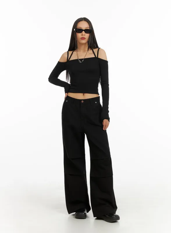 Pintuck Wide Leg Trousers IA417 sold by Lewkin
