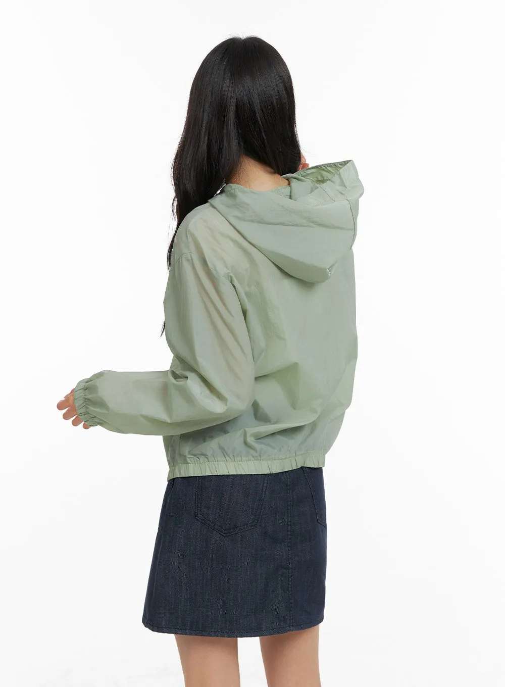 Solid Hooded Zipper Pocket Windbreaker OM419 sold by Lewkin product image thumbnail 4