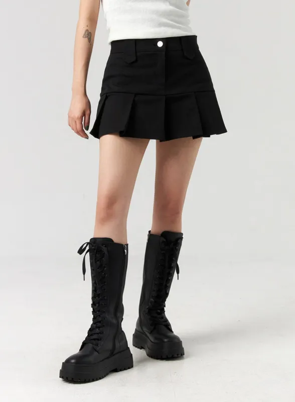 Mid-Rise Pleated Mini Skirt CL328 sold by Lewkin