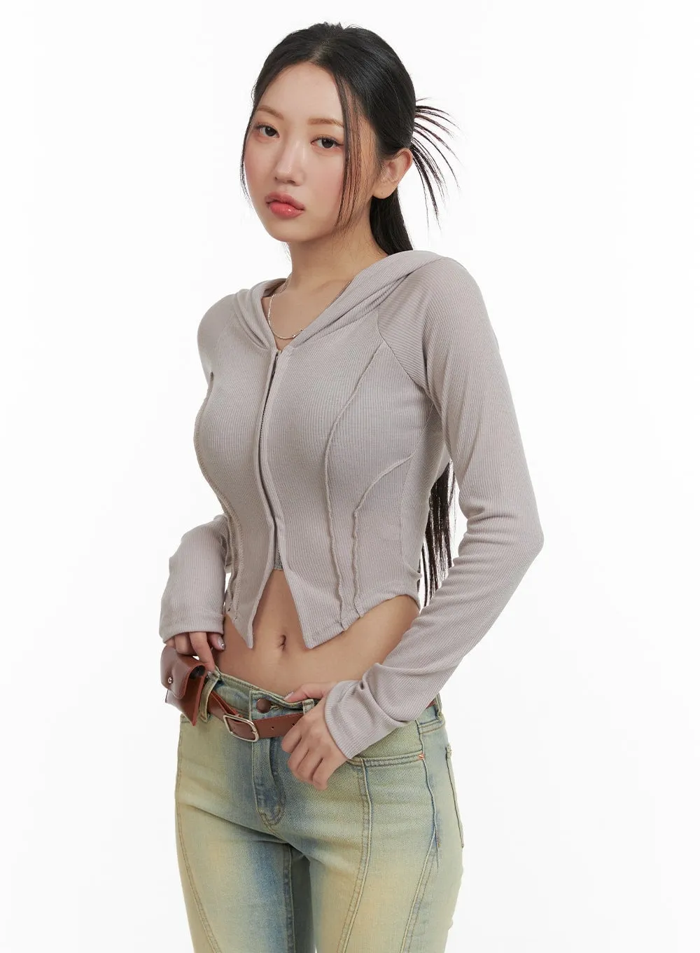 Cropped Zip-Up Hoodie CA416 sold by Lewkin product image thumbnail 5