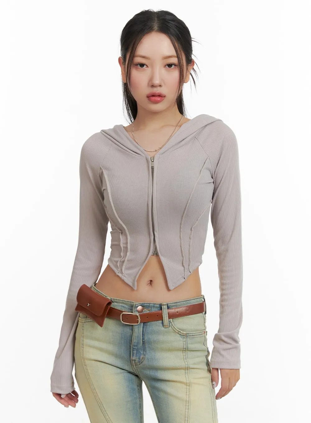 Cropped Zip-Up Hoodie CA416 sold by Lewkin product image thumbnail 3