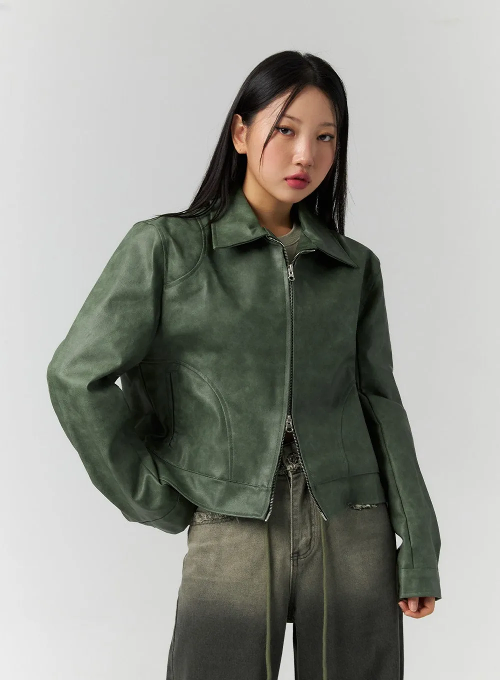 Faux Leather Jacket CS325 sold by Lewkin product image thumbnail 4