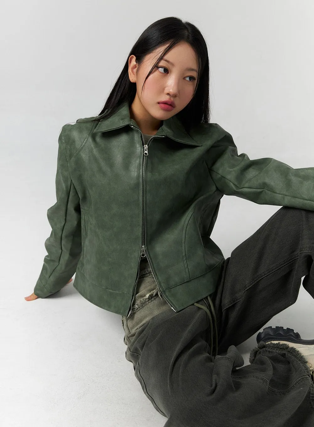 Faux Leather Jacket CS325 sold by Lewkin