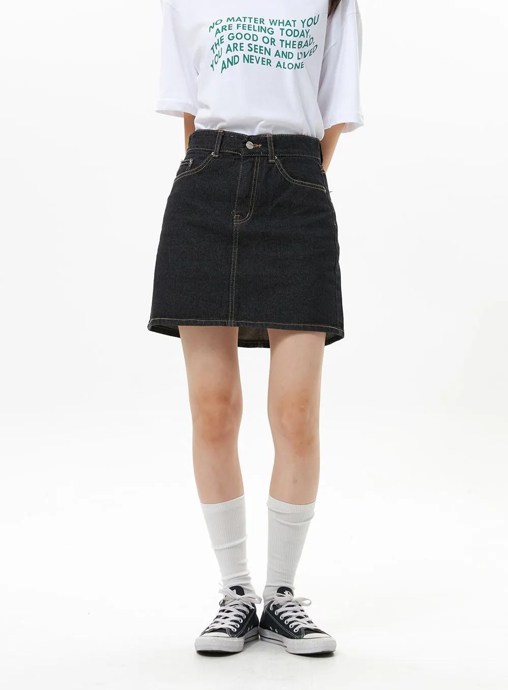 Denim Mini Skirt OS313 sold by Lewkin