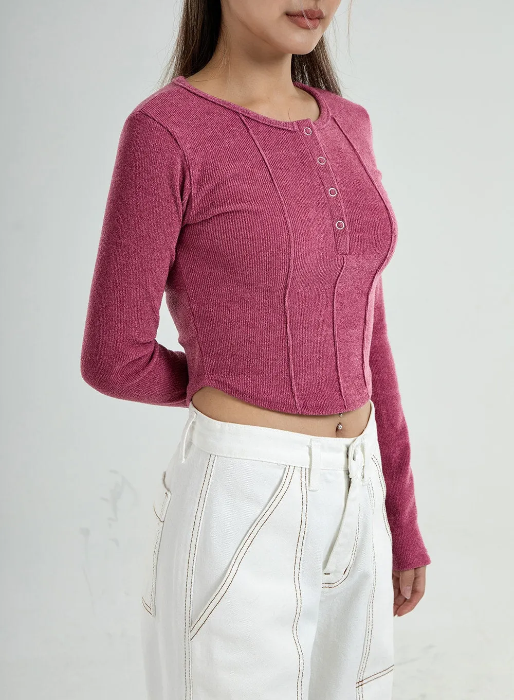 Button Round Neck T-Shirt CO28 sold by Lewkin product image thumbnail 2