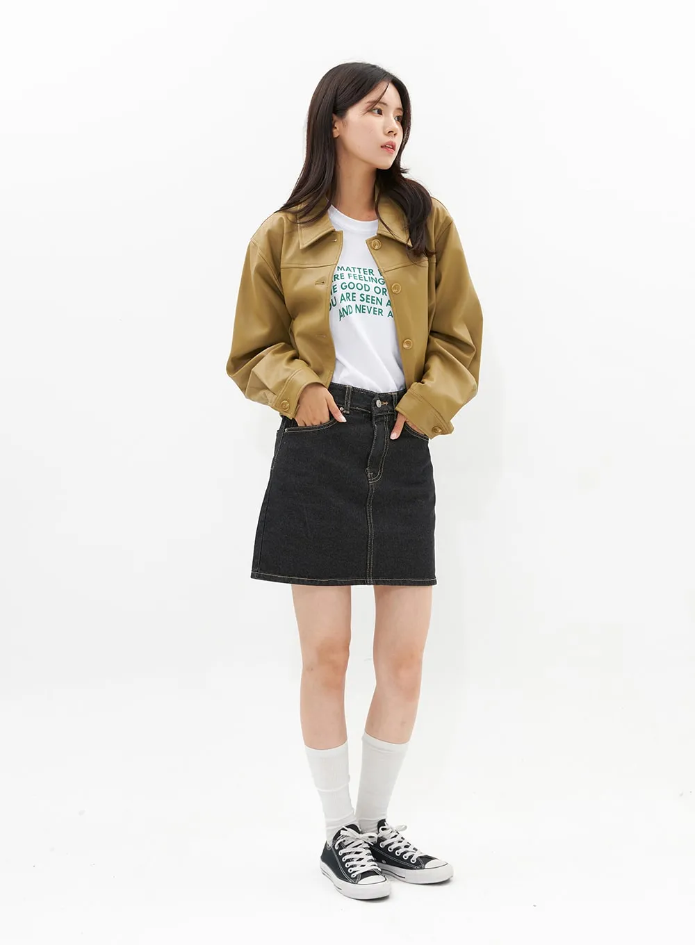 Denim Mini Skirt OS313 sold by Lewkin product image thumbnail 2