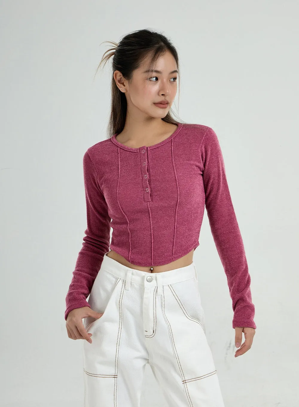 Button Round Neck T-Shirt CO28 sold by Lewkin