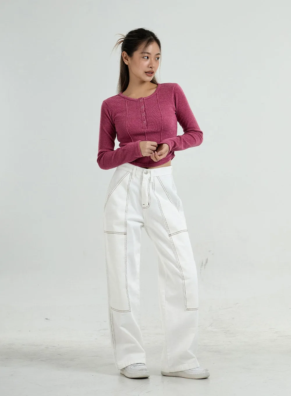 Button Round Neck T-Shirt CO28 sold by Lewkin product image thumbnail 4