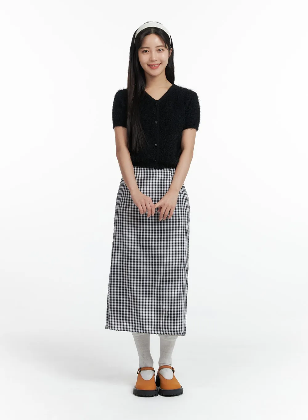 Mid Waist Checkered Maxi Skirt OF416 sold by Lewkin product image thumbnail 2