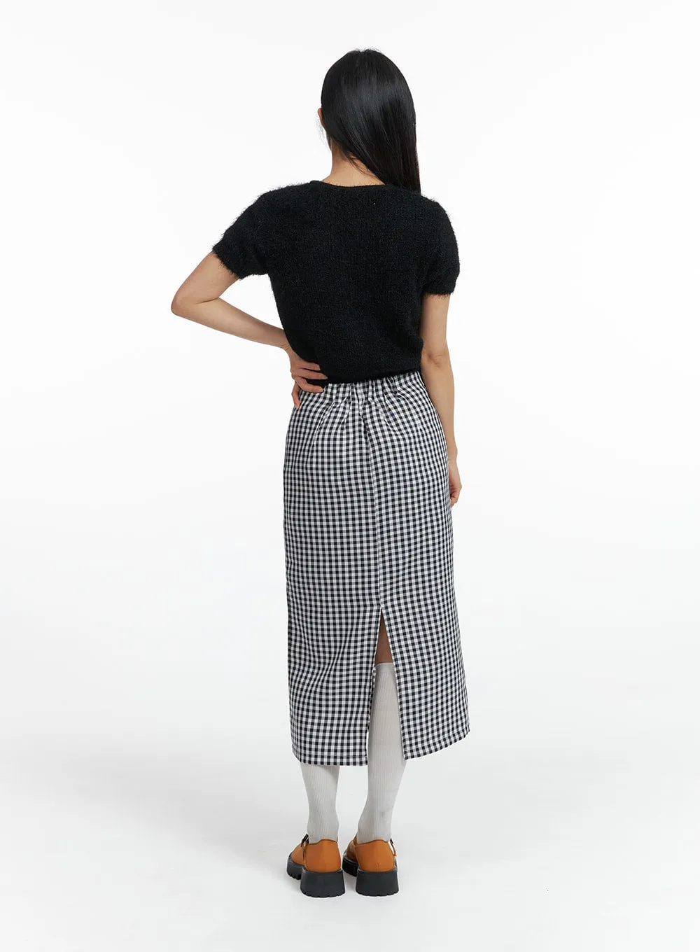 Mid Waist Checkered Maxi Skirt OF416 sold by Lewkin product image thumbnail 4