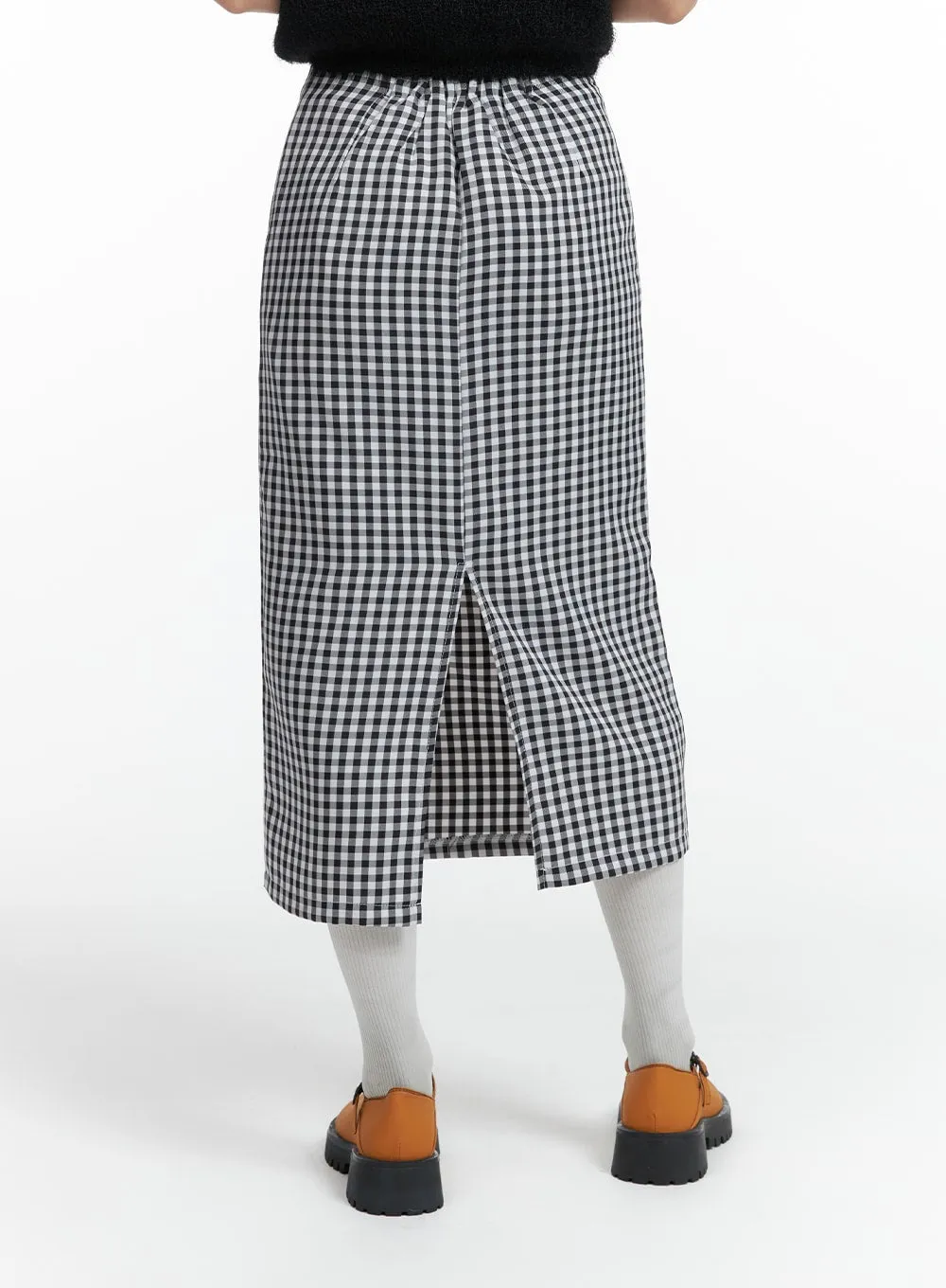 Mid Waist Checkered Maxi Skirt OF416 sold by Lewkin product image thumbnail 5