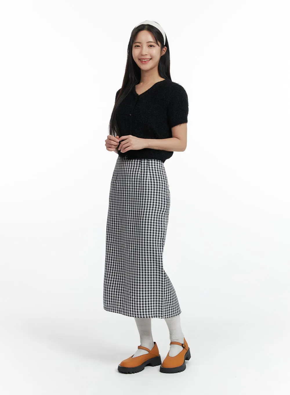 Mid Waist Checkered Maxi Skirt OF416 sold by Lewkin product image thumbnail 3