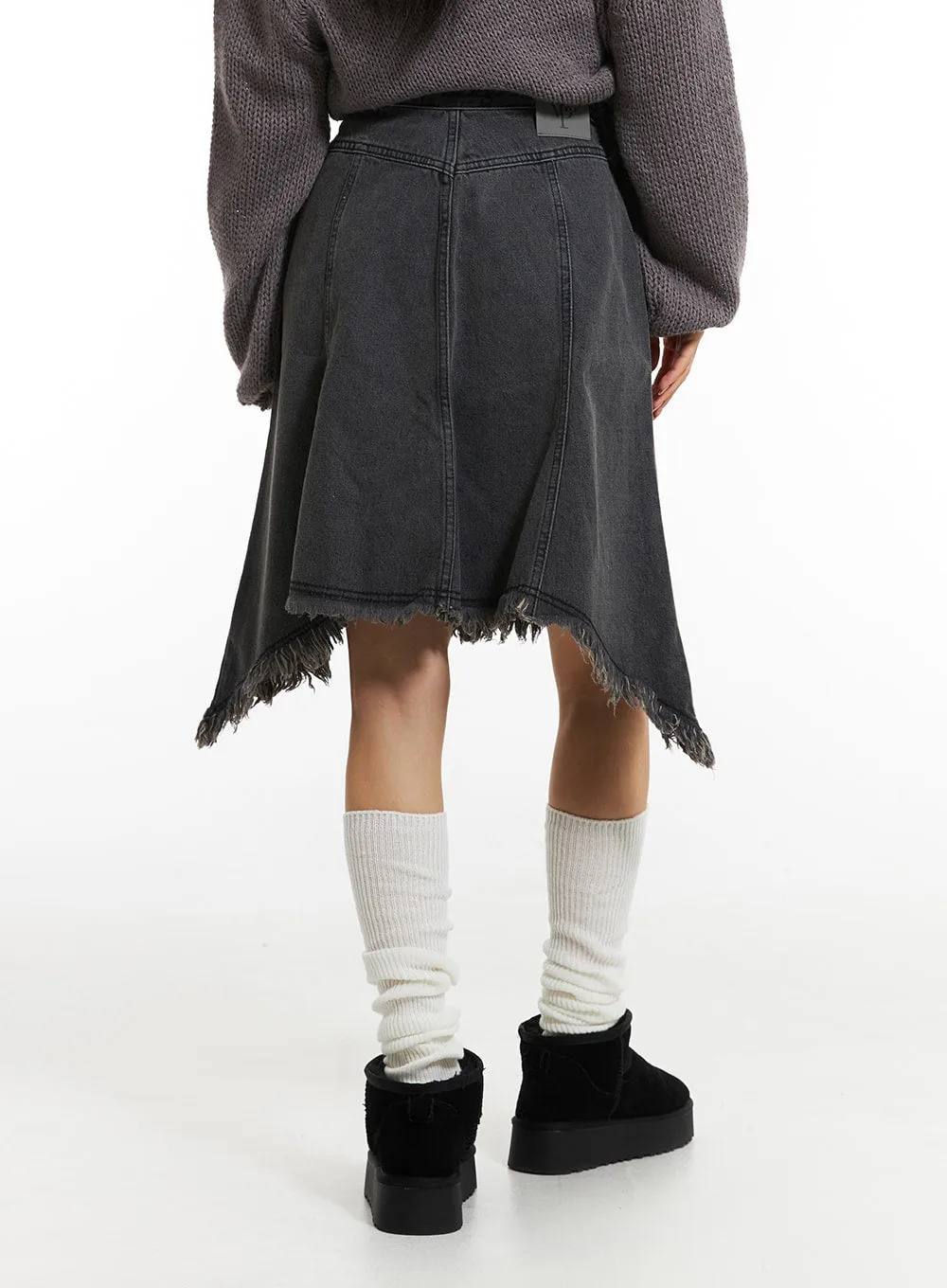 Destroyed Washed Denim Midi Skirt IN308 sold by Lewkin product image thumbnail 3