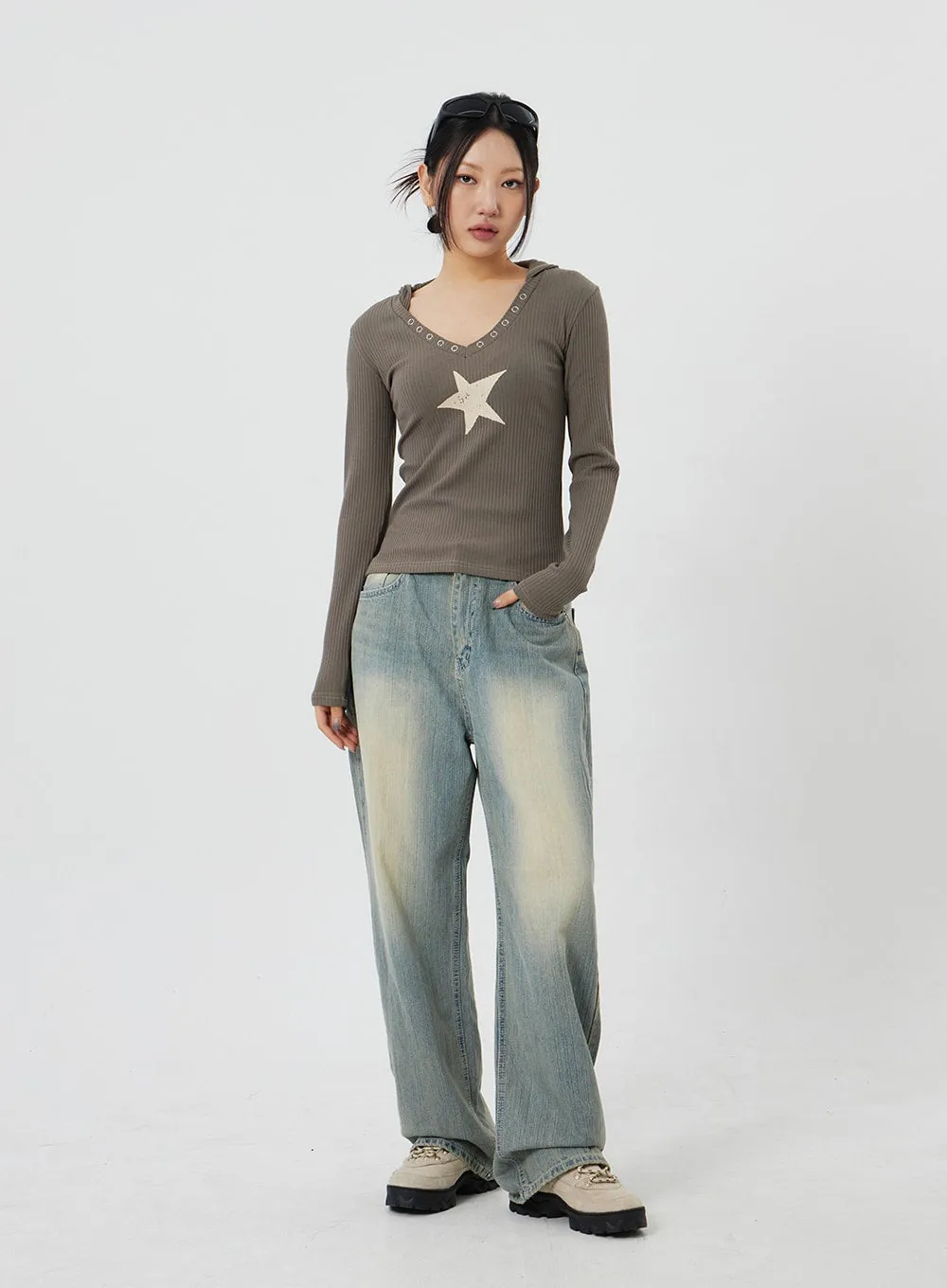 Light Wash Baggy Jeans CF323 sold by Lewkin product image thumbnail 3
