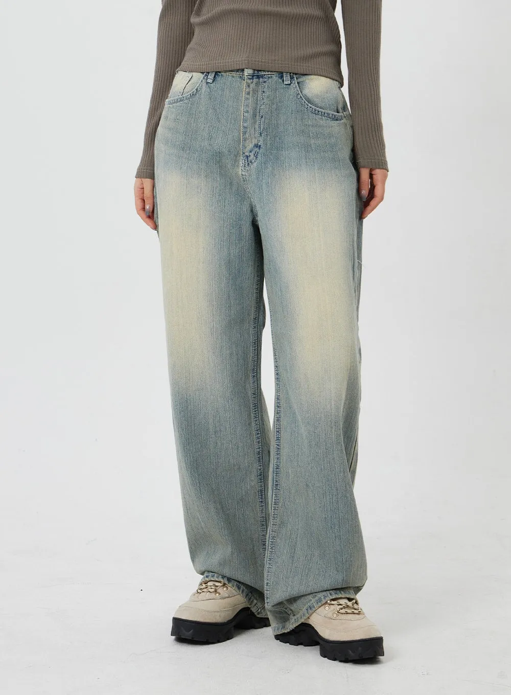 Light Wash Baggy Jeans CF323 sold by Lewkin product image thumbnail 2