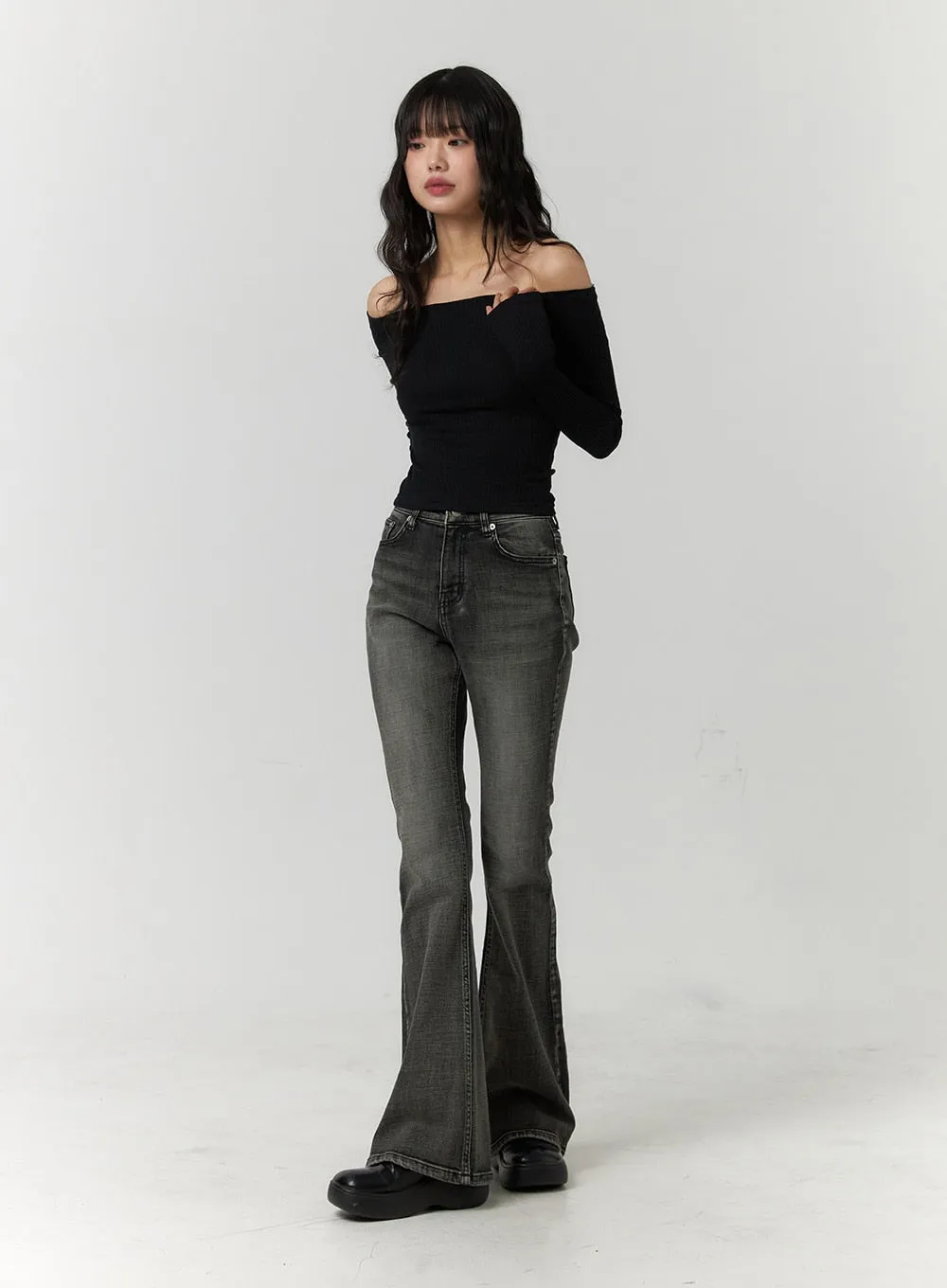 Slim Fit Off-Shoulder Tee CF407 sold by Lewkin product image thumbnail 2