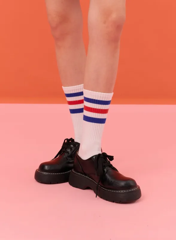 Sporty Striped Cotton Midi Socks IN302 sold by Lewkin