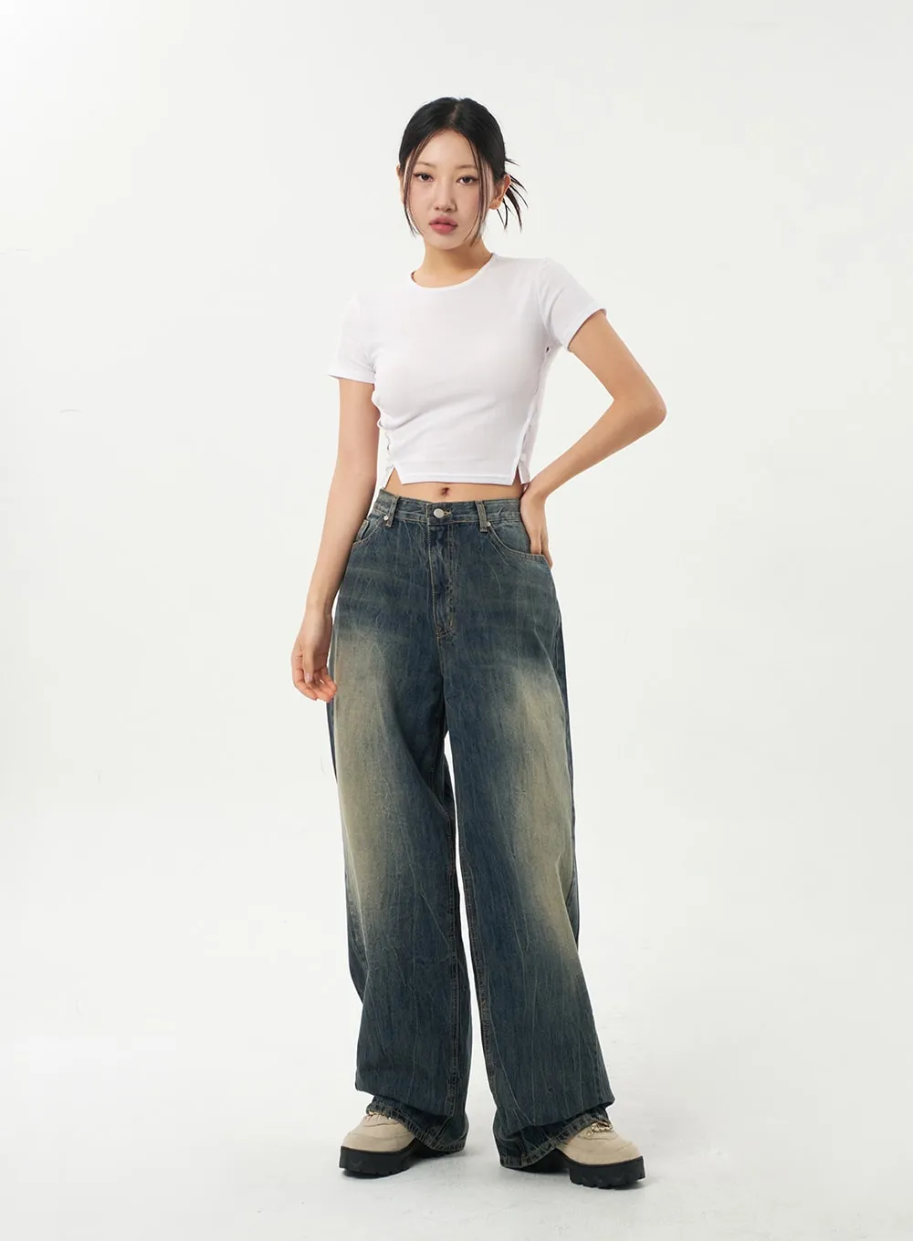 Dark Wash Baggy Jeans CA326 sold by Lewkin product image thumbnail 4