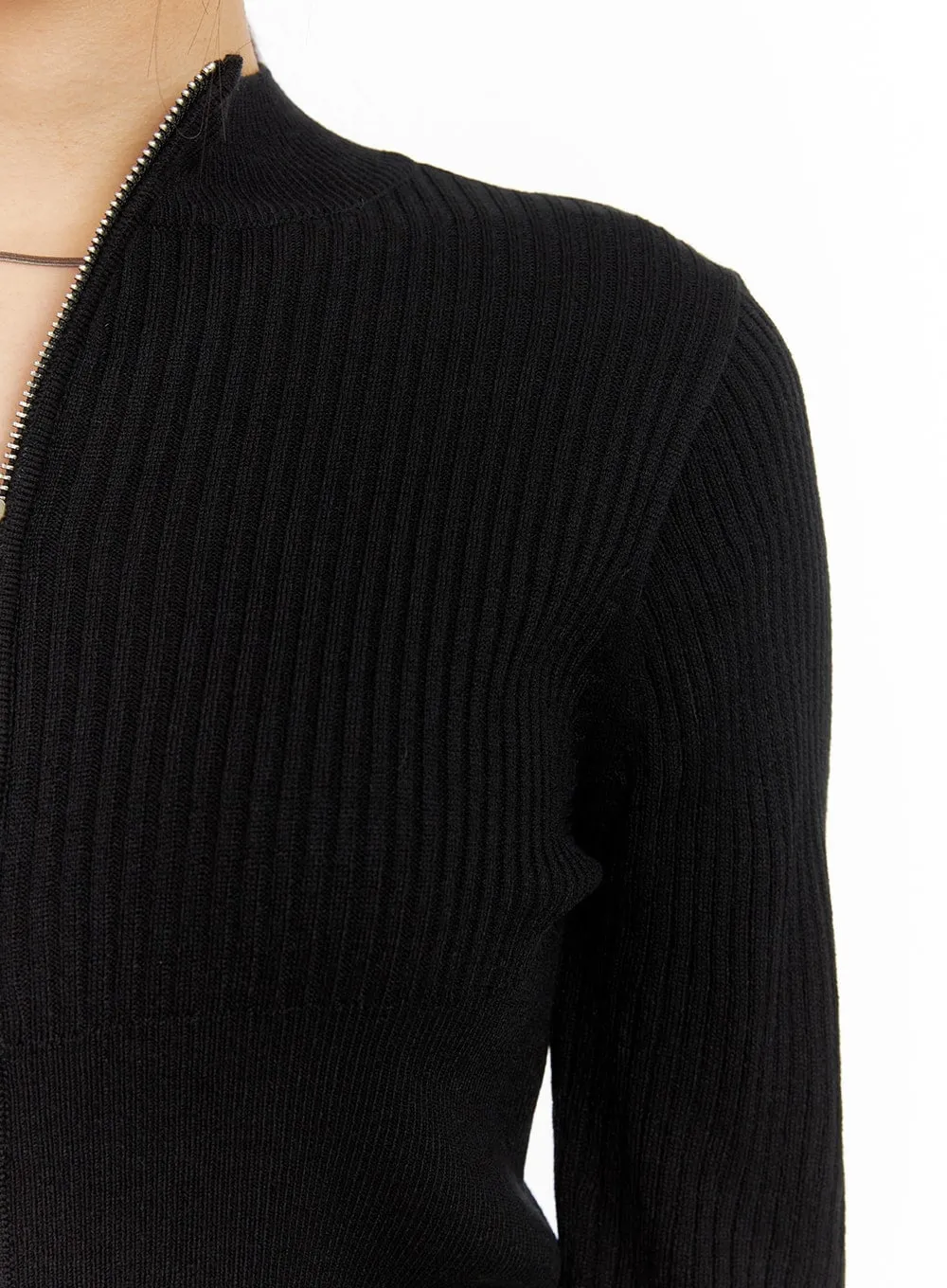 Ribbed Zip-Up Sweater CA409 sold by Lewkin product image thumbnail 5