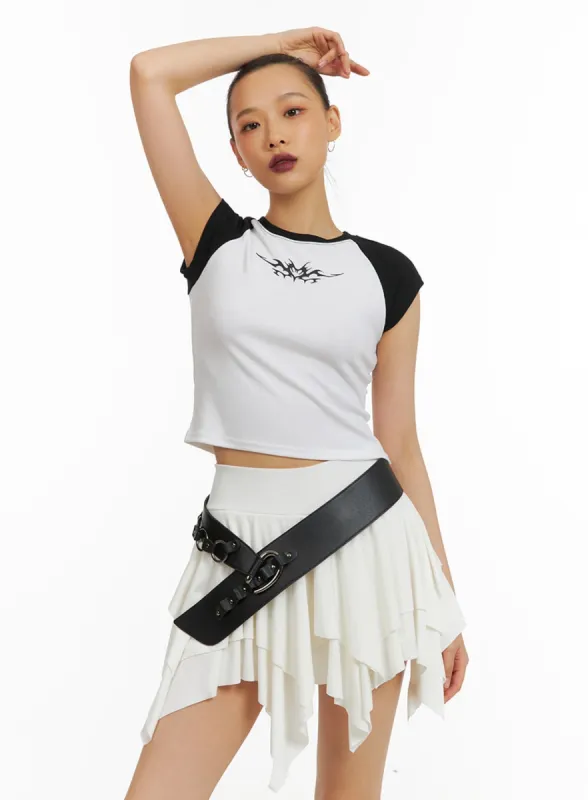 Slim Graphic Crop Tee IA417 sold by Lewkin