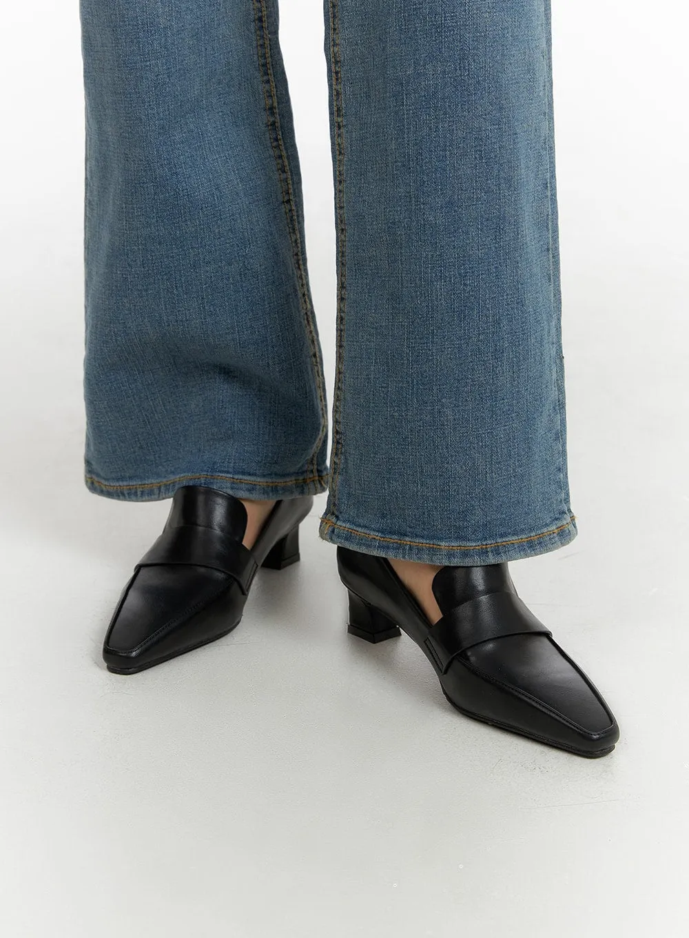 Faux Leather Loafer Pumps CJ426 sold by Lewkin