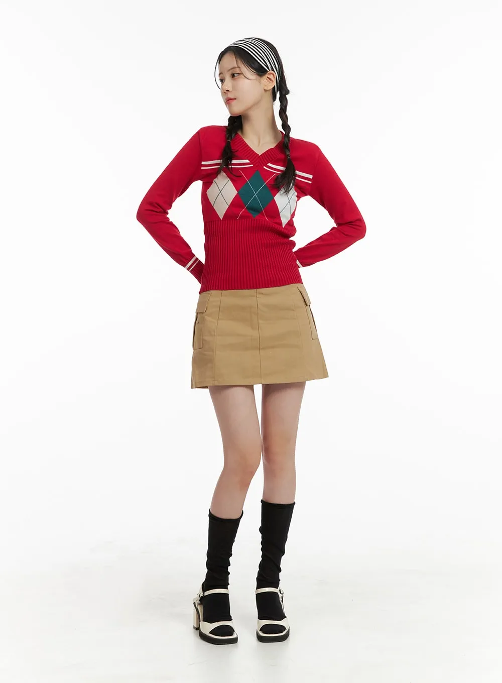 Solid Cargo Mini Skirt OM420 sold by Lewkin product image thumbnail 2