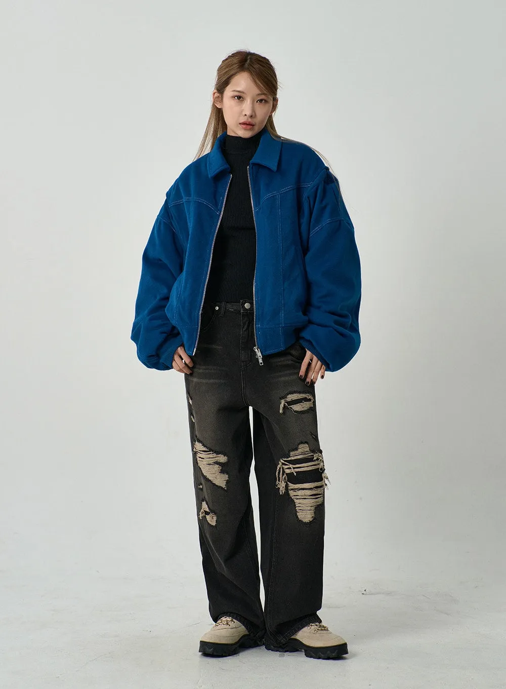 Ripped Wide Jeans Unisex CD13 sold by Lewkin