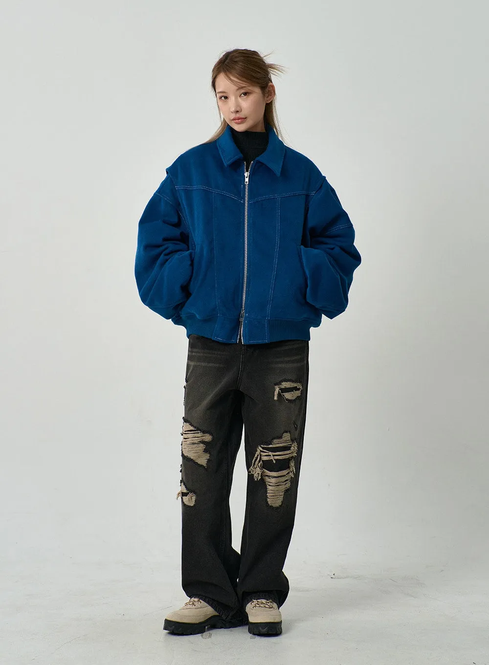 Ripped Wide Jeans Unisex CD13 sold by Lewkin product image thumbnail 4