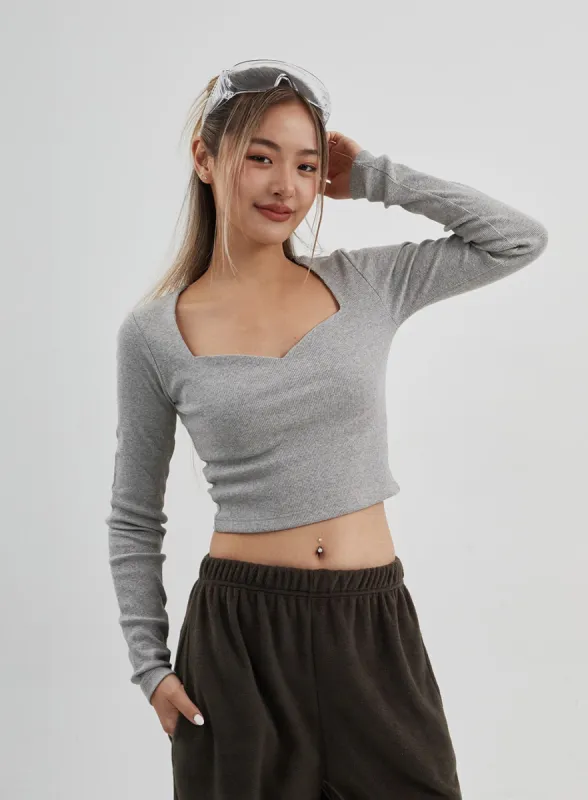 Heart Neck Cropped Top CJ313 sold by Lewkin