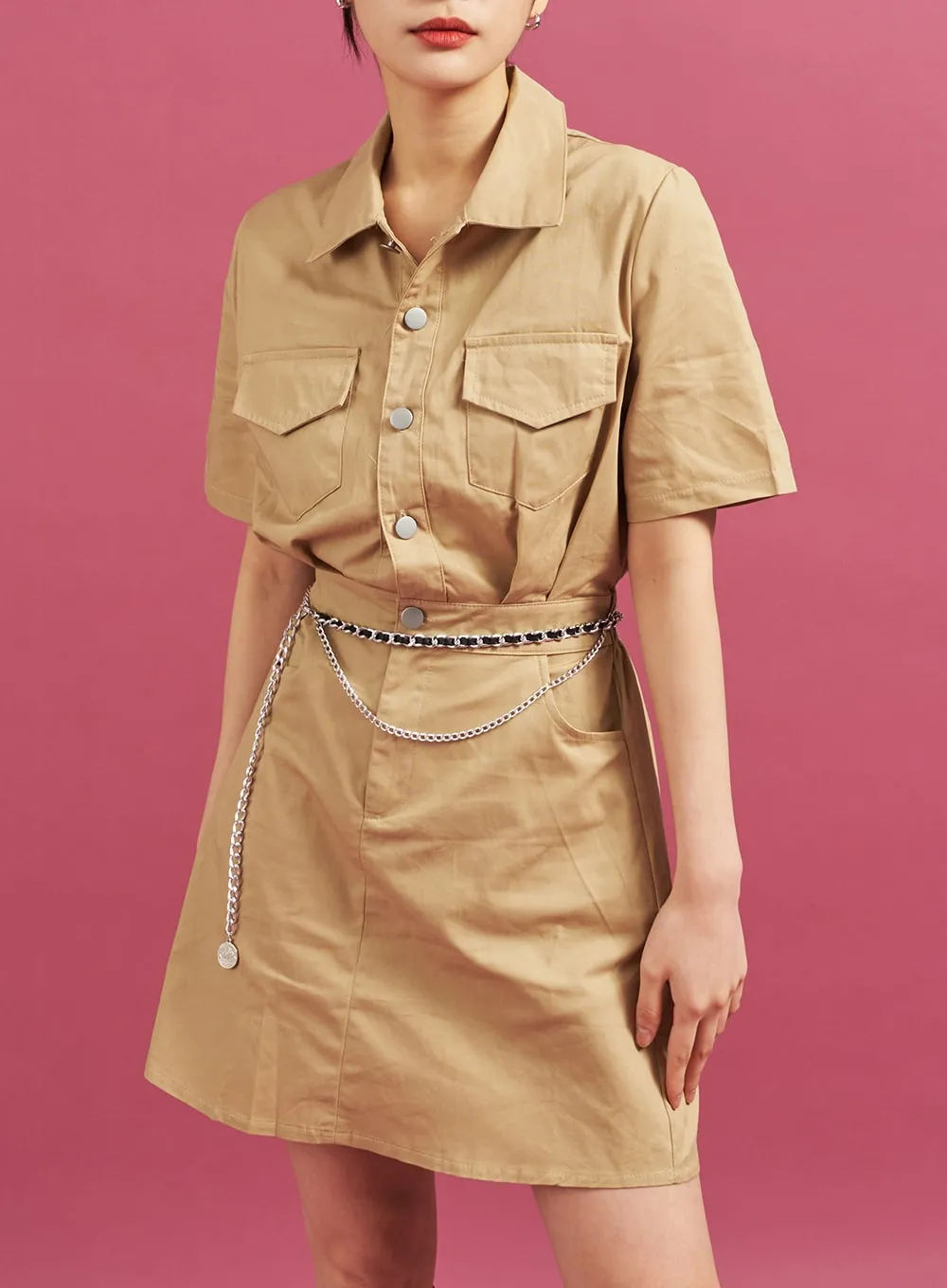 Pocketed Cargo Mini Dress CJ28 sold by Lewkin product image thumbnail 4