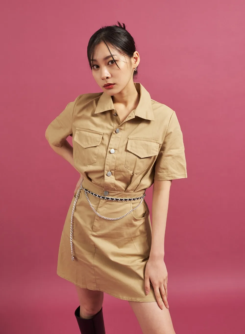 Pocketed Cargo Mini Dress CJ28 sold by Lewkin product image thumbnail 3