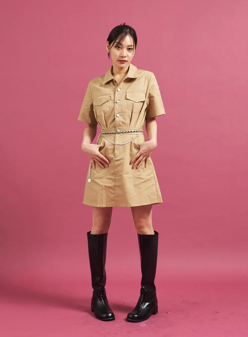 Pocketed Cargo Mini Dress CJ28 sold by Lewkin product image thumbnail 2