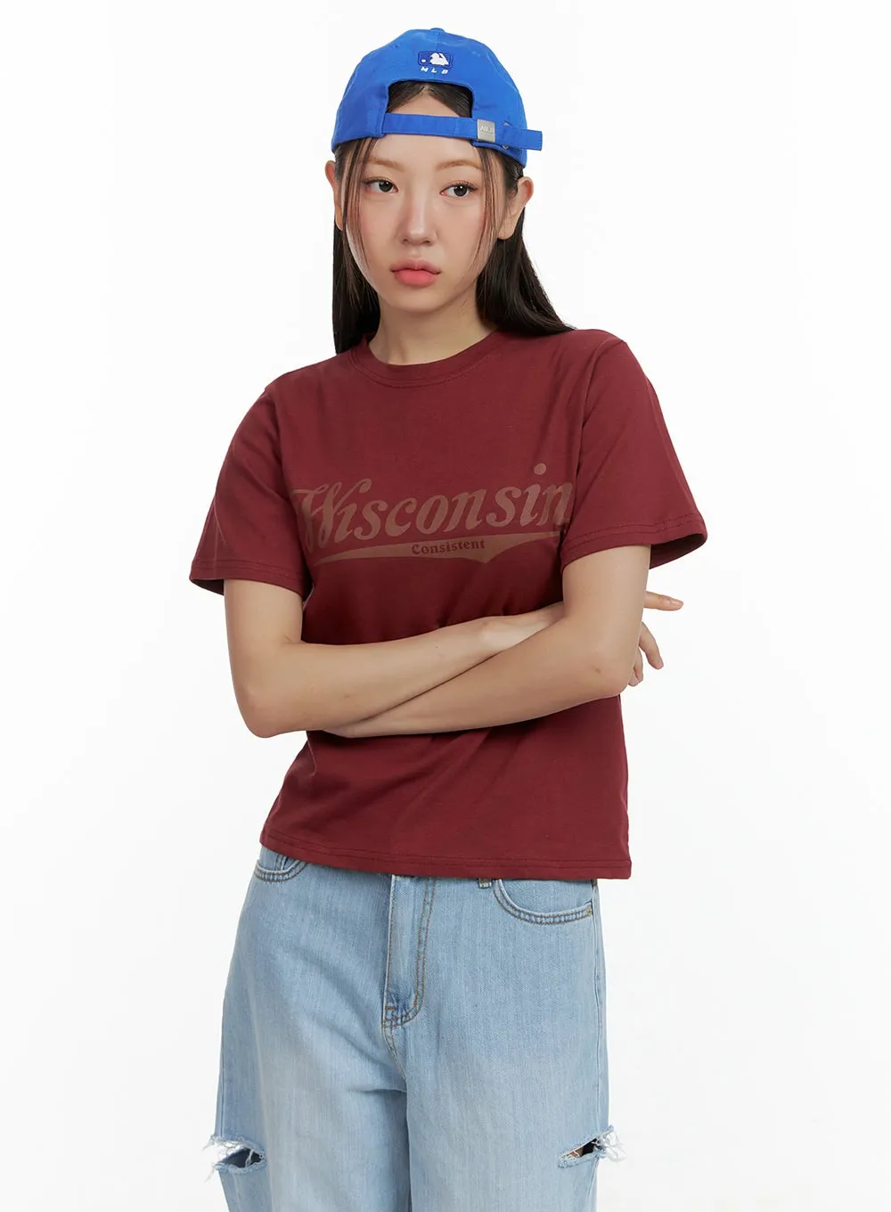 Graphic Short Sleeve Letter Top OL408 sold by Lewkin product image thumbnail 4