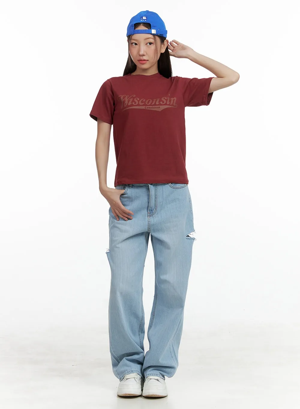 Graphic Short Sleeve Letter Top OL408 sold by Lewkin product image thumbnail 2