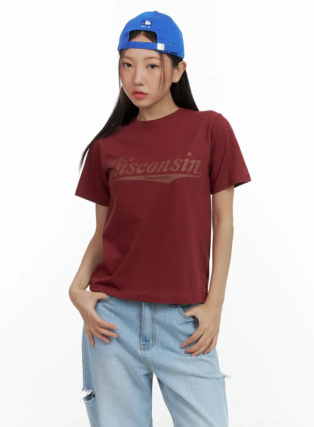 Graphic Short Sleeve Letter Top OL408 sold by Lewkin