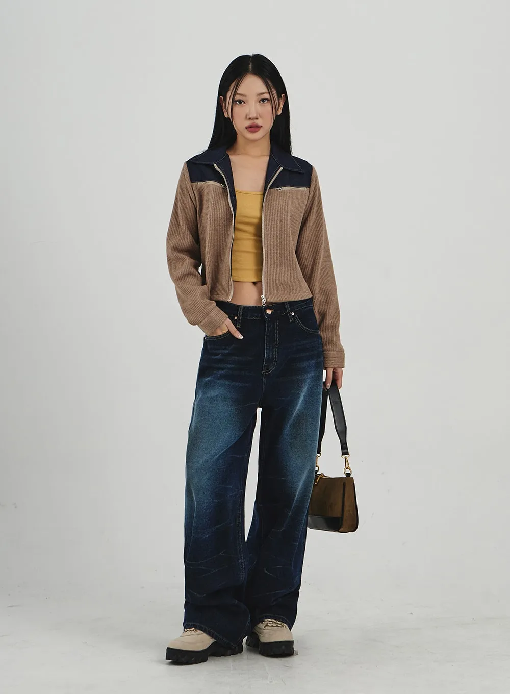 Denim Knit Zipper Jacket CN30 sold by Lewkin product image thumbnail 3