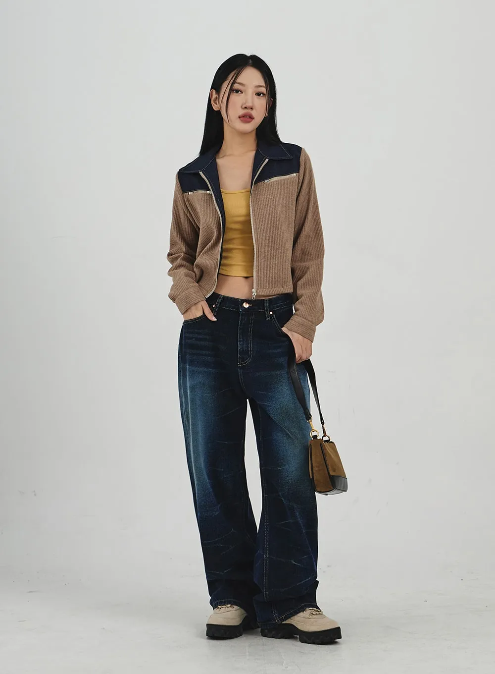 Denim Knit Zipper Jacket CN30 sold by Lewkin product image thumbnail 4