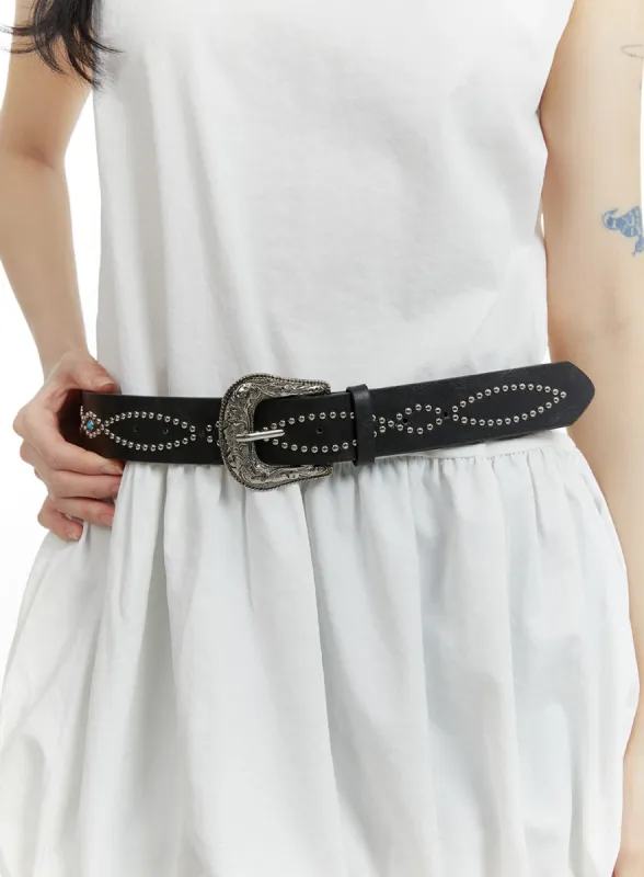 Vintage Studded Faux Leather Belt CM429 sold by Lewkin