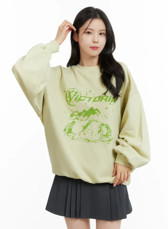 Graphic Crew Neck Sweatshirt OF415 sold by Lewkin