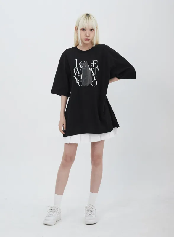 Cat Oversized Tee IU312 sold by Lewkin