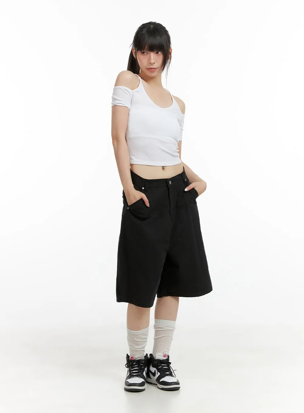 Open Shoulder Crop Top CL422 sold by Lewkin product image thumbnail 2