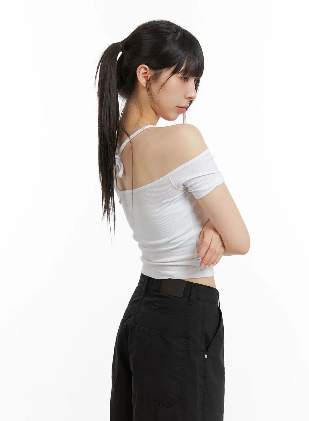 Open Shoulder Crop Top CL422 sold by Lewkin product image thumbnail 5