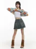 Contrasting V-Neck Graphic Crop Tee CY414 sold by Lewkin