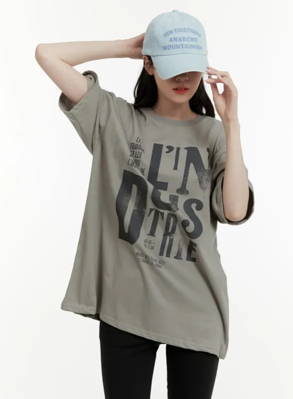 Oversized Cotton Graphic Tee OA405 sold by Lewkin