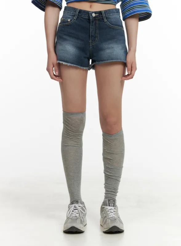 Washed Denim Distressed Shorts CY416 sold by Lewkin