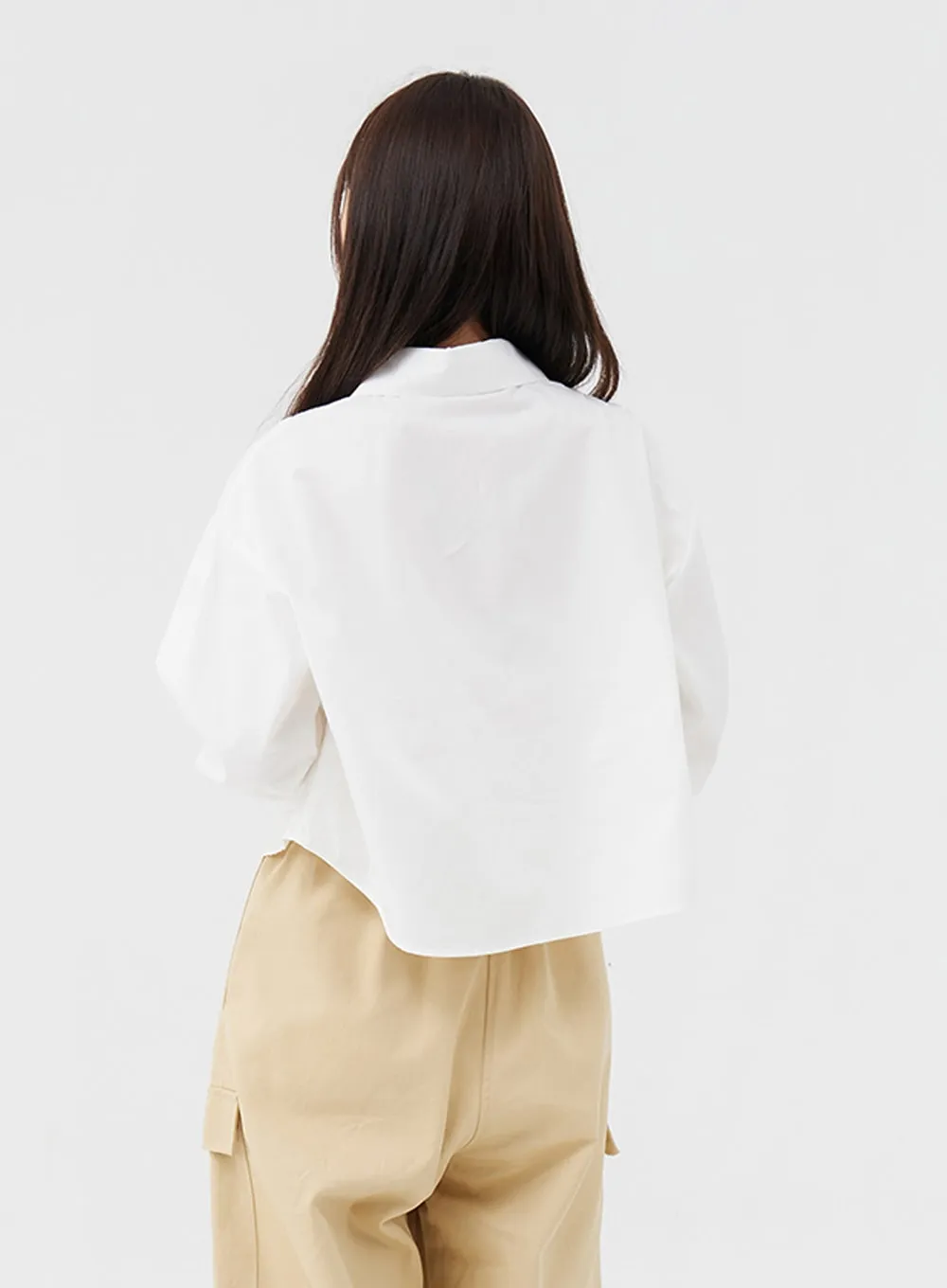 Basic Cropped Long Sleeve Shirt IG24 sold by Lewkin product image thumbnail 4