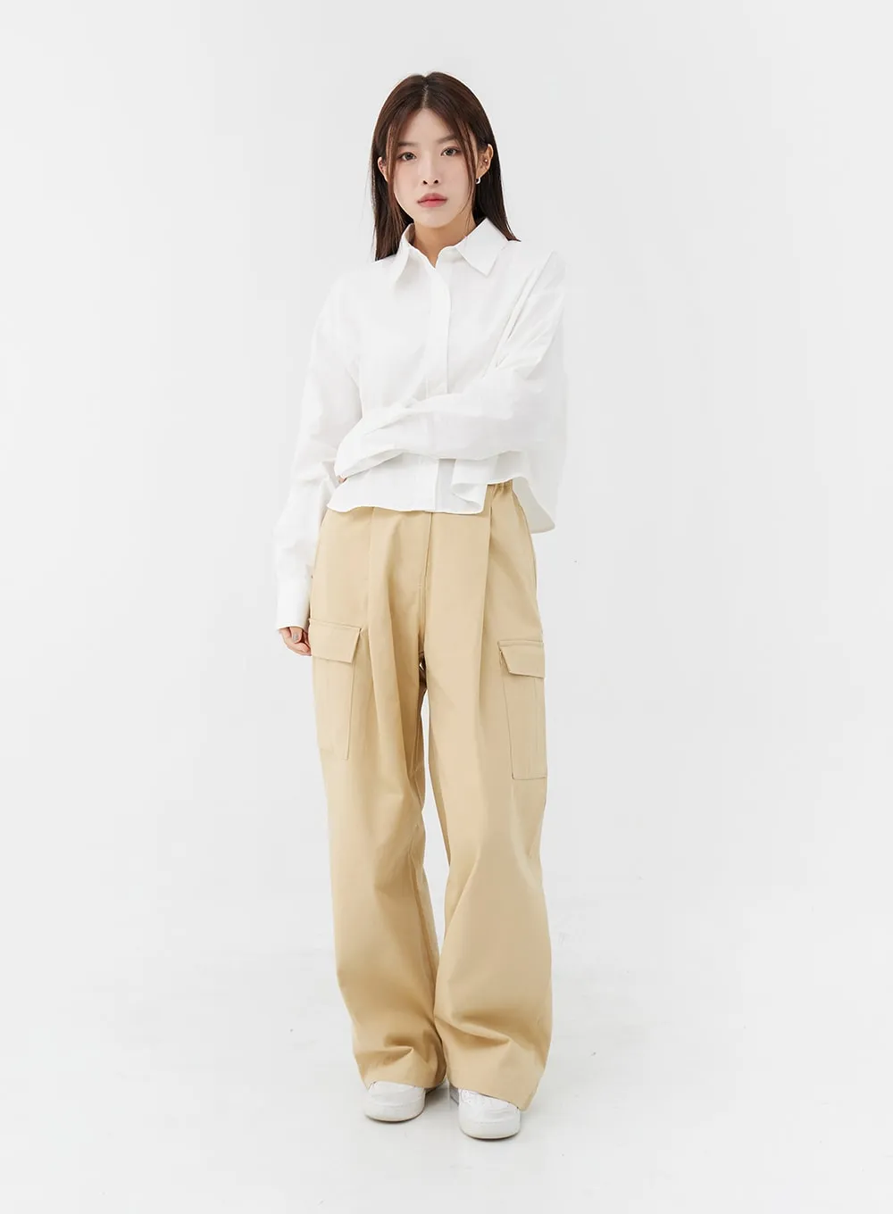 Basic Cropped Long Sleeve Shirt IG24 sold by Lewkin product image thumbnail 5