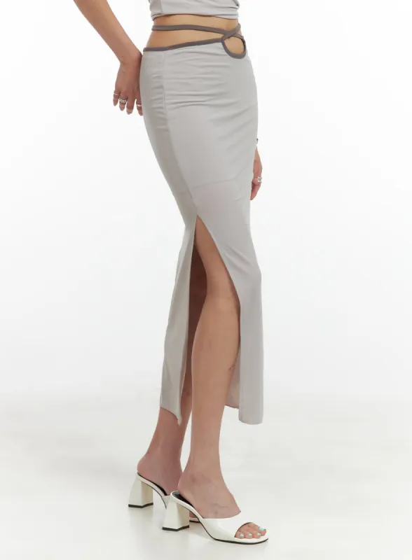 Slit Out Solid Midi Skirt CL405 sold by Lewkin