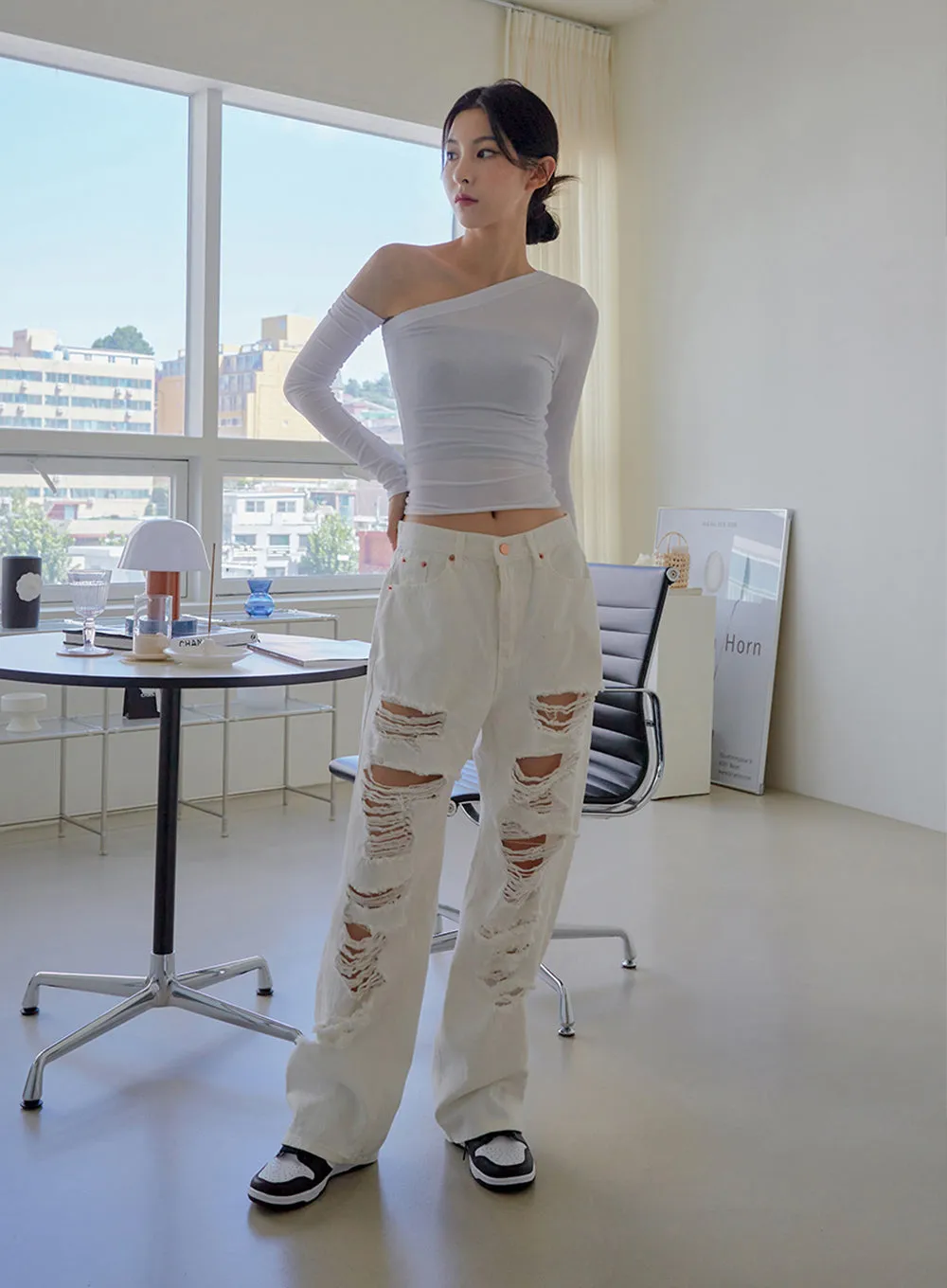 One Shoulder Cut Out Crop Top sold by Lewkin product image thumbnail 3